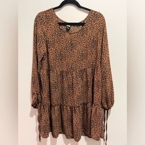 Wild Fable leopard print long sleeved dress size L
